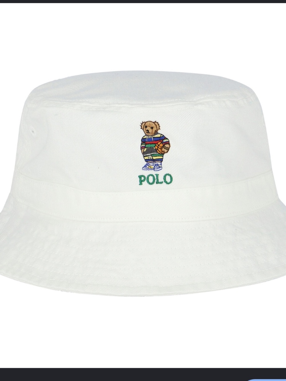 Polo Ralph Lauren Bear White Bucket Hat size 2T-4T NWT